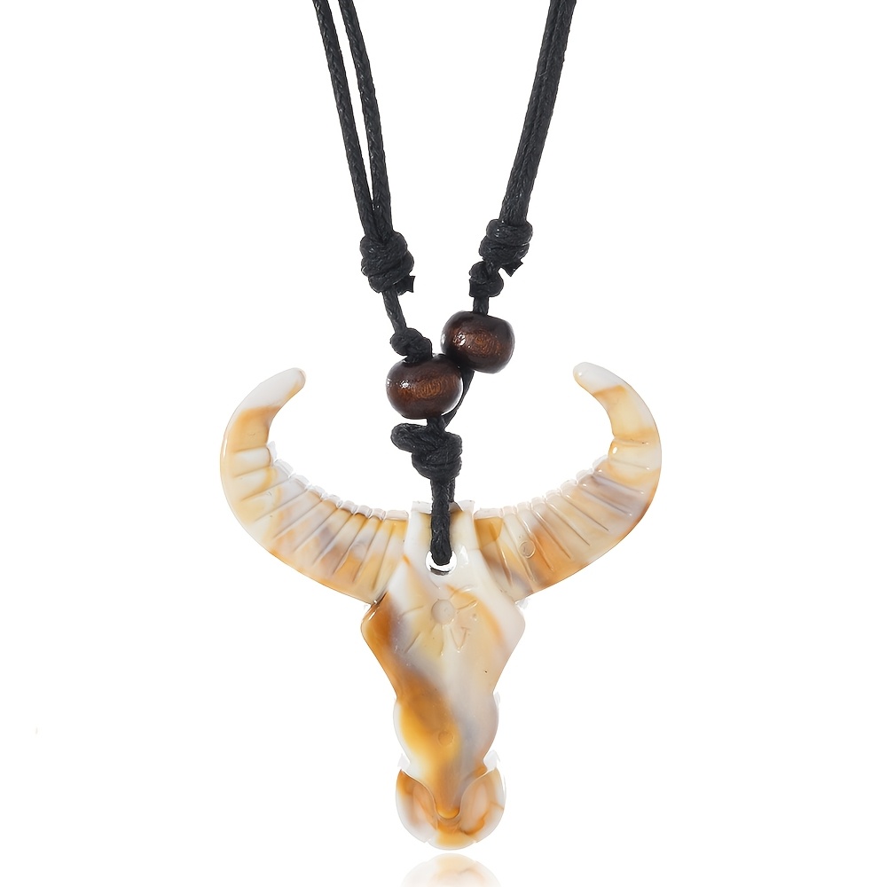Three Retractable Resin Skull & Bull Head Pendant Family Jewelry Set